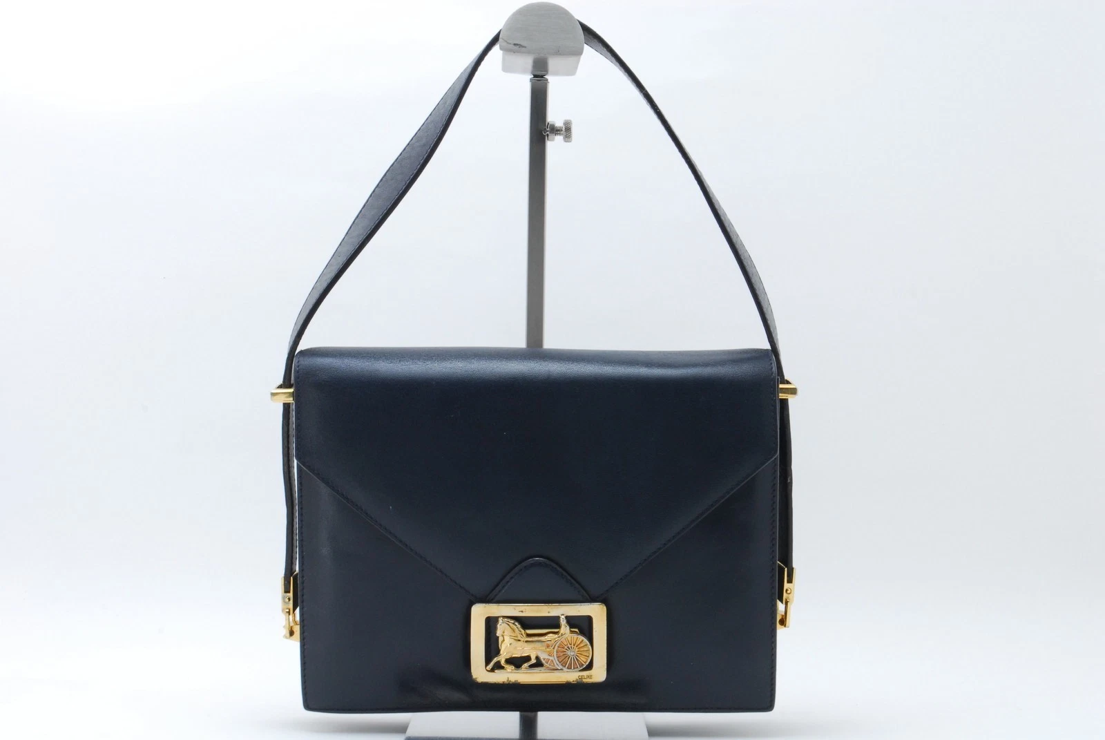 Celine — CELINE Horse Carriage Leather Hand Bag Navy