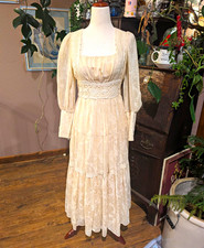 WOUNDED BIRD Gunne Sax Paisley Lace Midi Dress Sz 9 Juniors Square