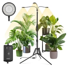 SANSI Dimmable 30W LED Grow Lights Full Spectrum 3 Heads Adjustable Tripod Stand