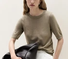 The White Company Knitted T Shirt With Cotton Size Medium Mist Green New