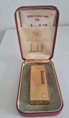 Vintage DUNHILL Rollagas Feuerzeug, golden mit orig. Etui und Beschreibung, 60er