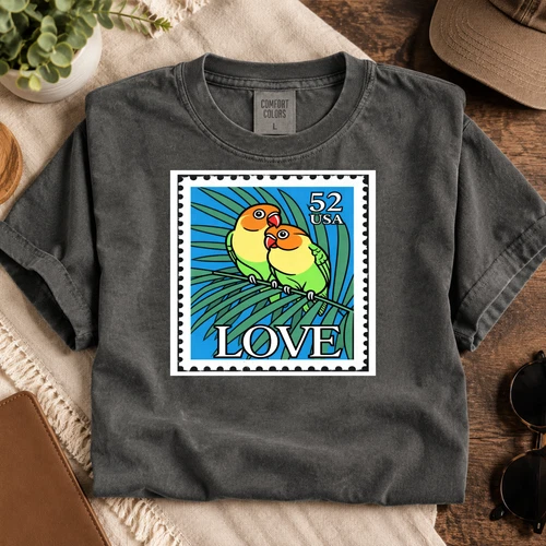 ArtMythica Tropical Birds T-Shirt Parrot Couple Nature Lover Graphic T-Shirt New image 5