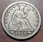 1854 Seated Liberty Quarter ARROWS Original Toning FINE No Issues 25c Type Coin