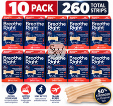 Breathe Right Extra Strength Nasal Strips Tan 26 Count x 10 Pack 260 Strips