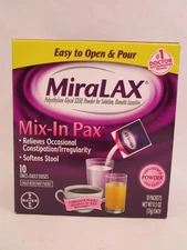 MiraLAX Mix-In Pax Unflavored For Constipation & Irregularity - 10 Packets 06/27