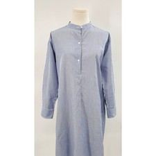 Nili Lotan Blue White Pinstripe Shirtdress Cotton Stripe Midi Dress Minimal S