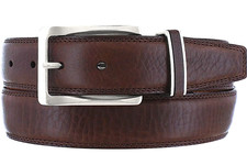 Brighton L14211 Men's Mercer Brown Leather Silver Plated Buckle Belt Size 44