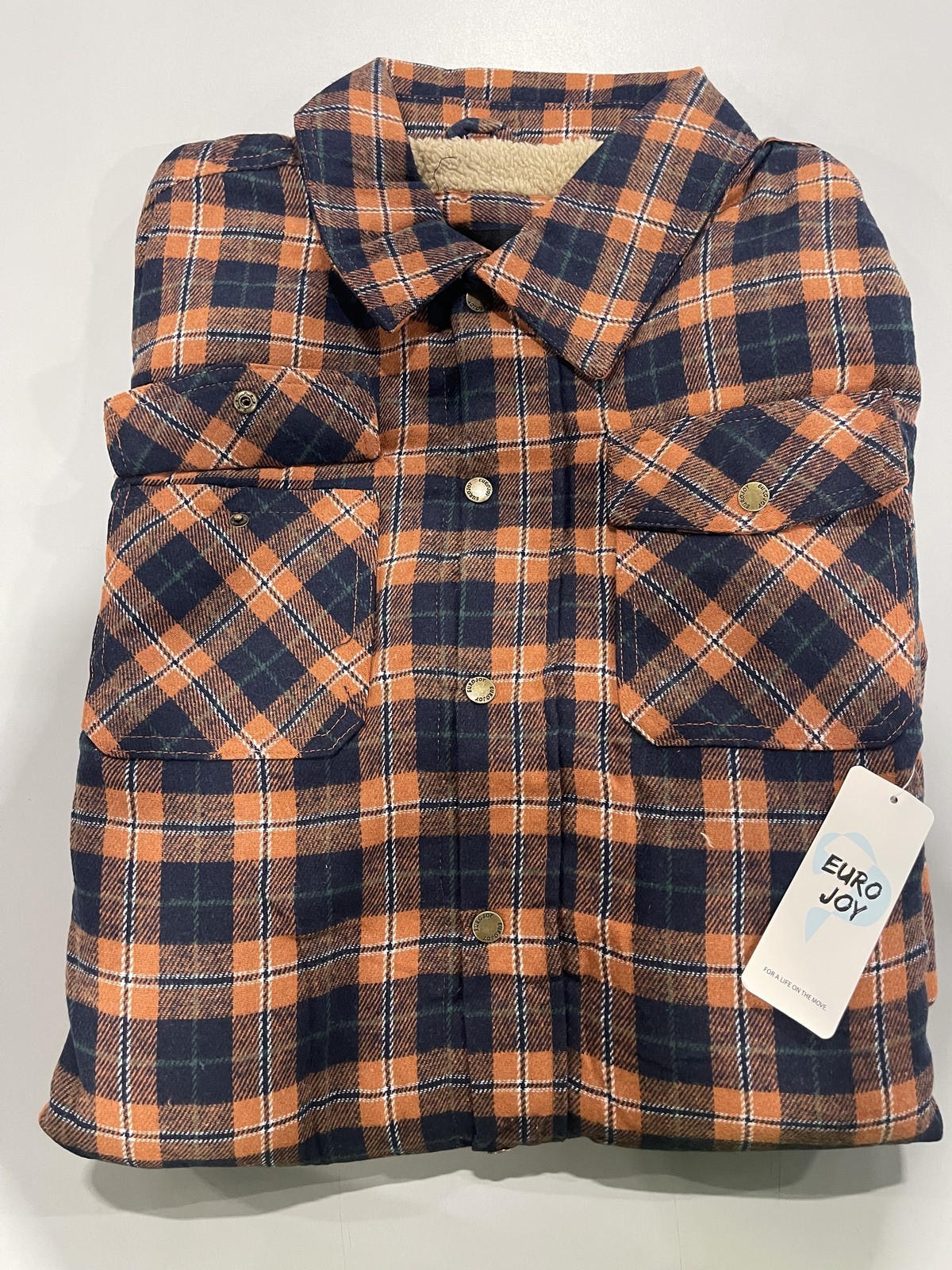 МУЖСКАЯ ФЛАНЕЛЕВАЯ КУРТКА-РУБАШКА НА ПОДКЛАДКЕ ИЗ ШЕРПА EURO JOY - РАЗМЕР: МУЖСКОЙ 2XL - ЗОЛОТОЙ/ЧЕРНЫЙ