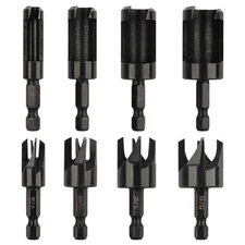 8 Pack Wood Plug Cutter Drill Bit Set, Straight and Tapered Taper Cutting Too...