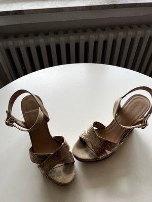 Wedges Sandalen Graceland Größe 38 Absatz 11 cm beige/gold