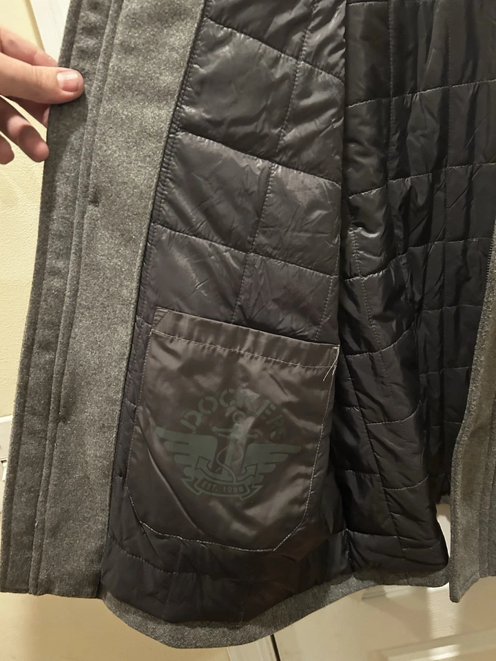 Dockers Peacoat Jacket Coat Button/Zip Close Charcoal Gray Men’s Size X-Large - Image 3 of 4