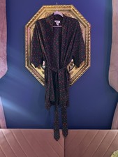 Vintage August Silk Bohemian Floral Medallion Print Robe Jewel Tones S/M NWOT