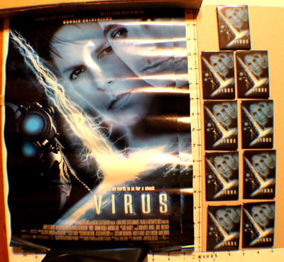 VIRUS Movie Posters  (2) 17x11 1/2    (9) 2''x3'' Movie Pins (Video Store Promos)