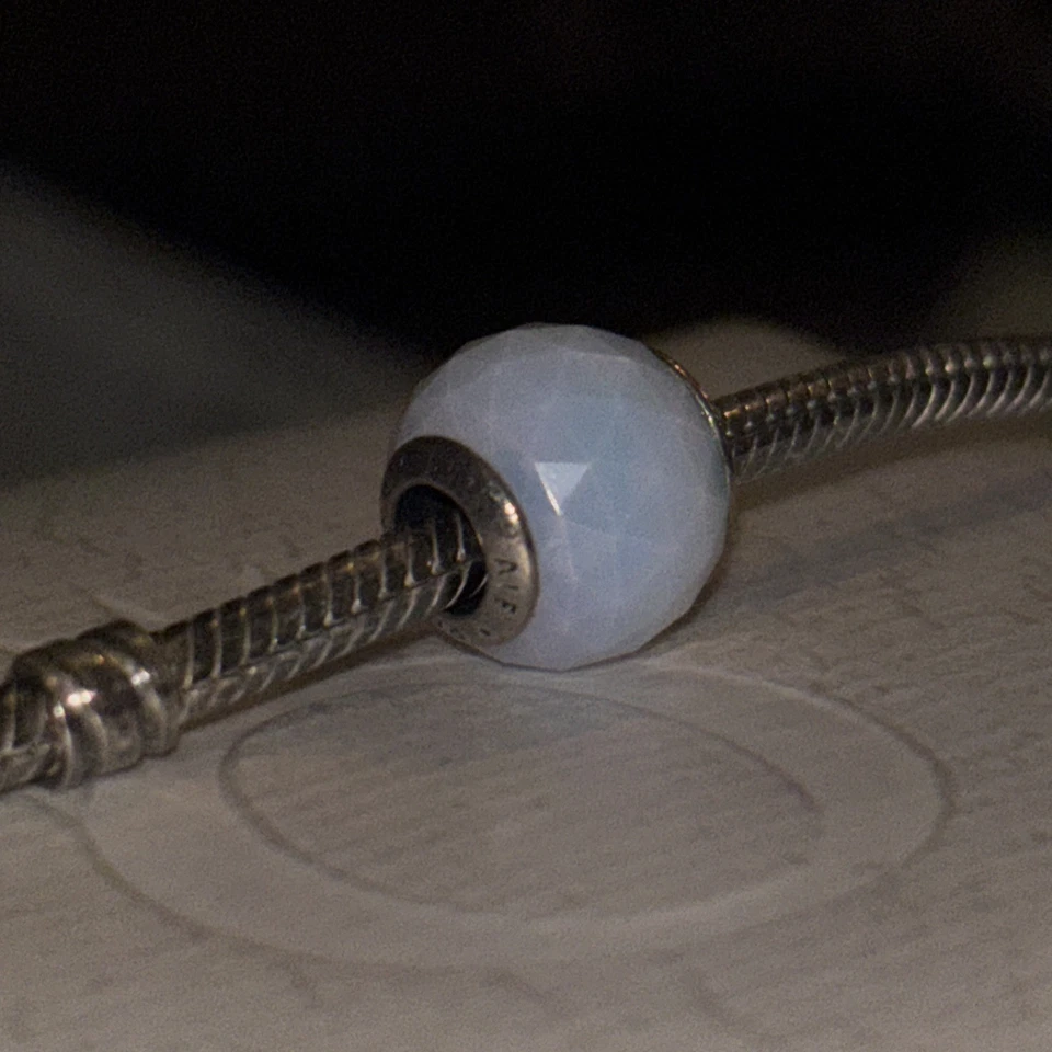 PANDORA Opalescent Facets white / pale blue crystal & silver charm, 791722NOW - Image 2 of 4