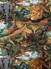 JUNGLE ANIMALS - COTTON Print Fabric 2 Yards by Springs Industries