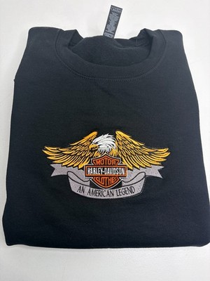 Harley Davidson Sweatshirt Embroidered ADULT Unisex Crewneck Eagle Biker
