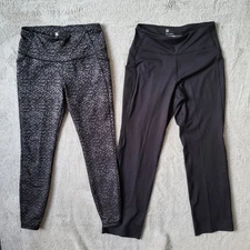 All In Motion Leggings Women's Small Black And Gray Leopard Print Lot Of 2