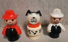 Vintage Fisher Price Little People Lot of Firemen & Dalmatian Dog 3 Pieces
