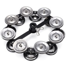 5.5 Inch Black Mountable Cymbal Hi-Hat Tambourine with Double Row Stainless S...