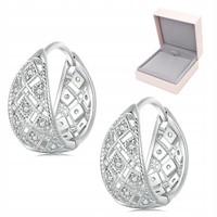 Silber S925 Fraise Reifen Ohrringe Breit Modisch Mit Zirkonen