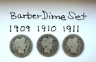 1909, 1910 & 1911 BARBER SILVER DIMES LOT OF 3 DIFFERENT DATES *VERY NICE SET*