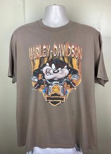 Vtg 2000 Harley Davidson Tasmanian Devil T-Shirt Brown XL Y2K Looney Tunes