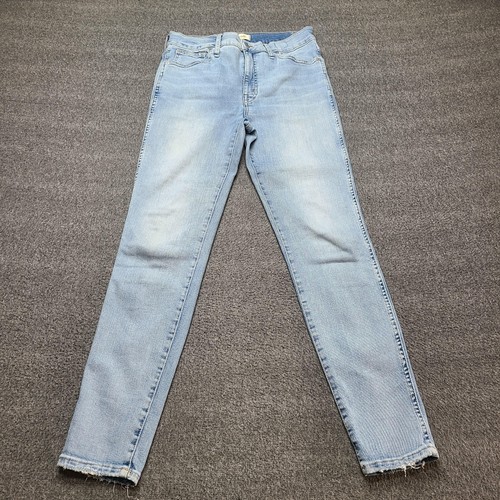 Madewell Jeans Womens 28 Light Wash 10" High-Rise Skinny Raw Hem Stretch AJ168