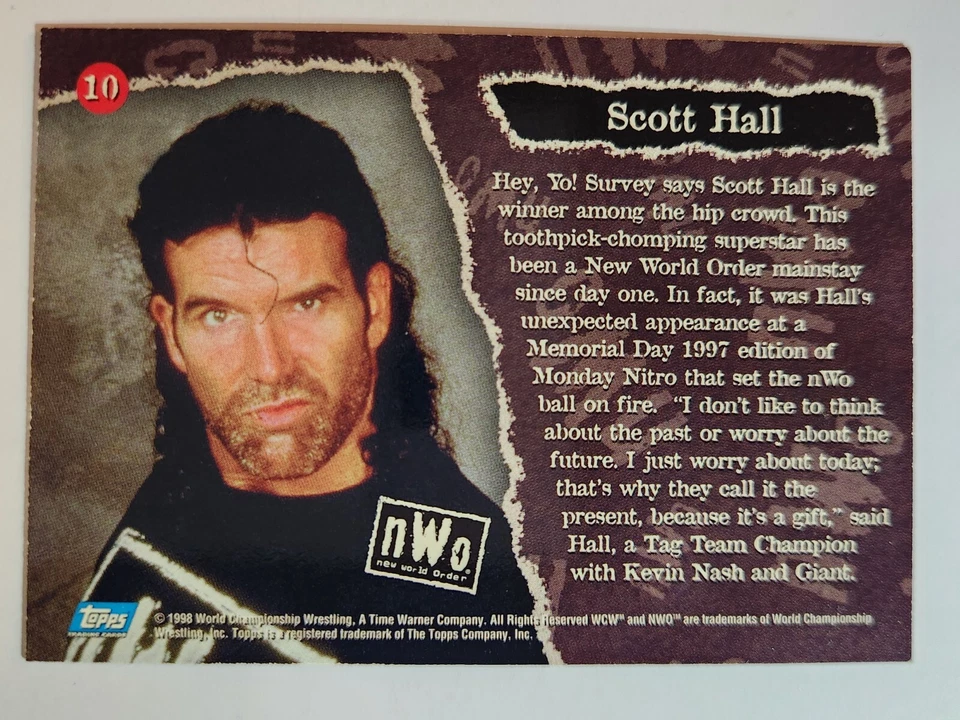 1998 Topps WCW/NWO Wrestling #10 "SCOTT HALL" RAZOR RAMON - Image 2 of 2