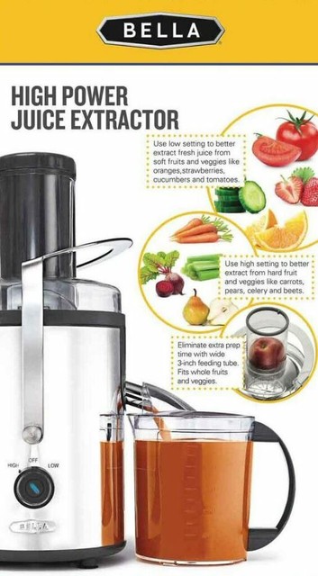 BELLA 13694 Juice Extractor Juicer Fruit Machine, High Power Stainless