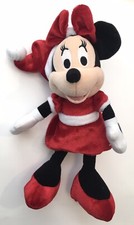 Disney Christmas MINNIE MOUSE Stuffed Animal Plush Vibrant Red Santa Hat 10"