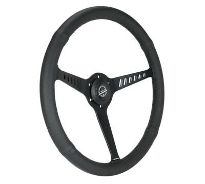 Retro stuurwiel, geklonken houten stuurwiel met 3 spaken met een diameter van 380 mm voor nostalgische stijl voor automodificatie (zwart