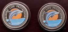 1 und 5 $ Dollar Palau 1998 "Marine Life Protection" Farbmünze Delphine
