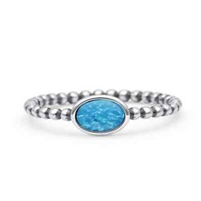 5.2mm Beaded Oxidized Oval Thumb Ring Oval 925 Sterling Silver