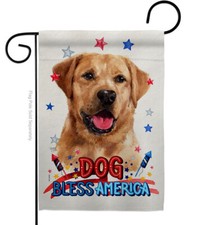 Labrador Retriever Golden Dog Bless America Patriotic Flag