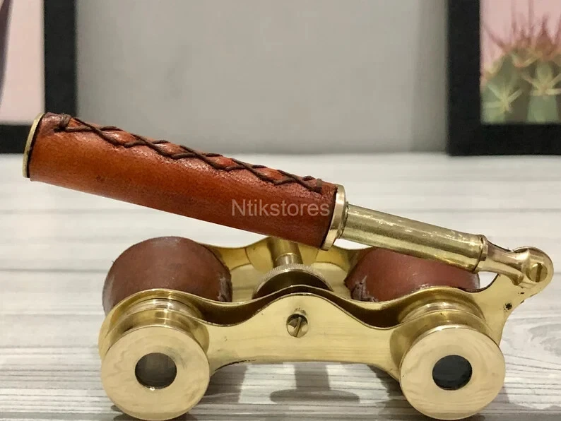 Brass Opera Glasses Red Leather Handle and brass Fittings Binocular Gift - Image 3 of 4