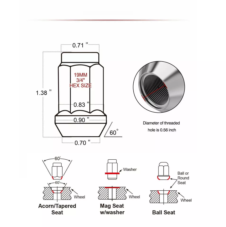 Tuercas de bellota abultadas de extremo cerrado 23 piezas 1/2-20 para Jeep TJ YJ KK SK XJ TJ negras Foto 3 de 4