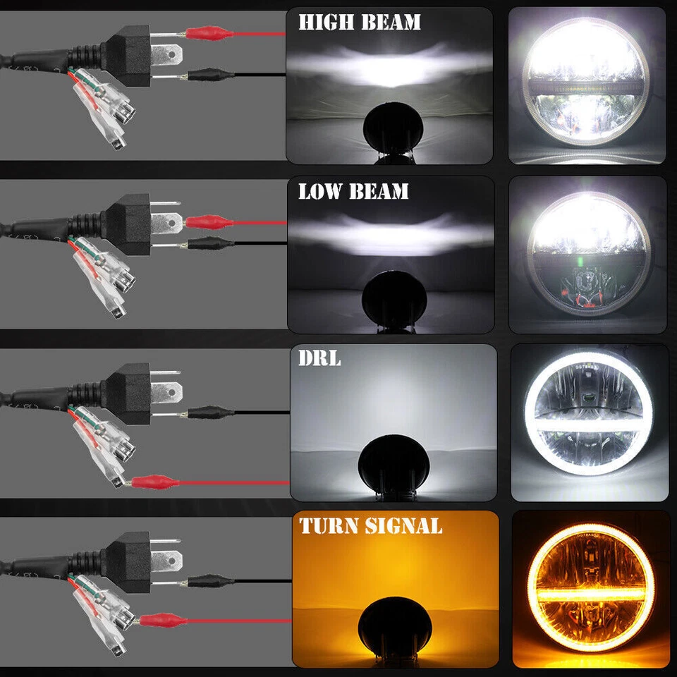 Par más brillante de faros LED halo redondos de 7 pulgadas DRL giro para Chevrolet Bel Air Foto 3 de 4
