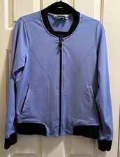 Athleta Purple Periwinkle Black Lightweight Full Zip Athletic Bomber Jacket Med