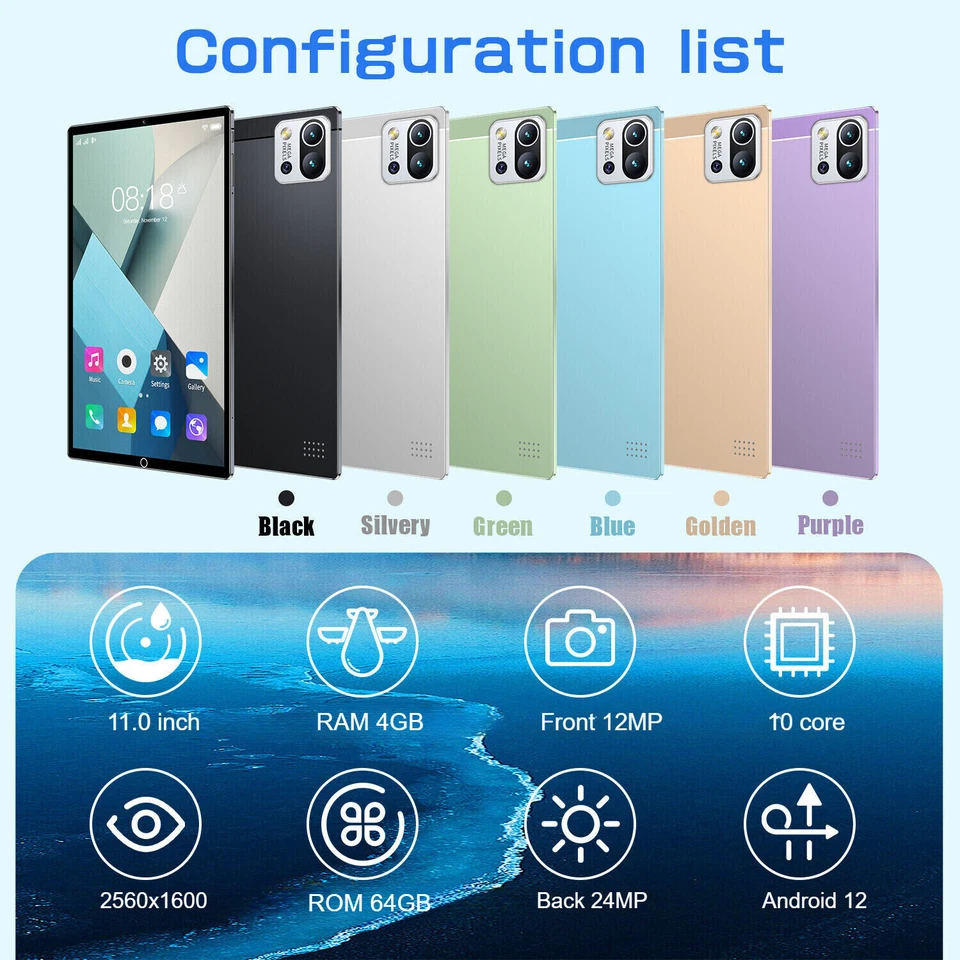 2025 Tablet PC X6 Pro Android 12 11'' 4+64GB 8000mAh 10 Core Wifi Dual Camera - Image 4 of 4