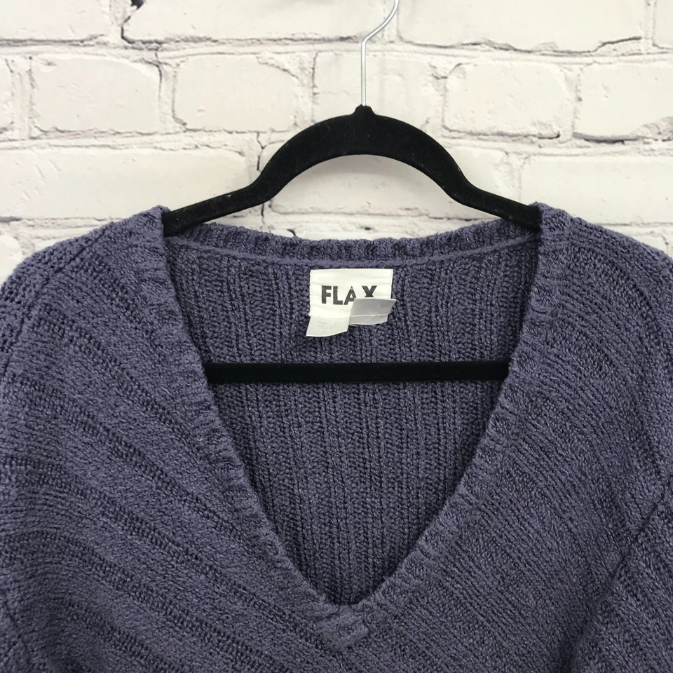 Flax Top Womens Large Purple Long Sleeve Casual Basic Sweater Cotton - Image 4 of 4