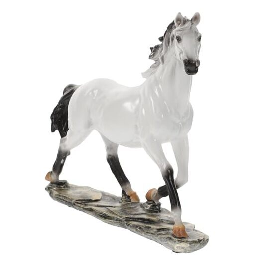 Standing Horse Resin Statue: Decorative Horse Art Figurine - Standing White