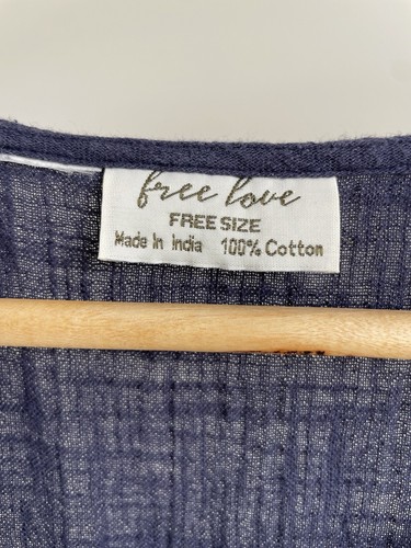Free Love Dress One Size 100% Cotton Navy Smock - Picture 3 of 6