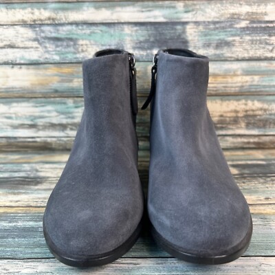 Ecco Shape 55 Ankle Boot Womens 8-8.5 Gray Suede Water Resistant Business Dress