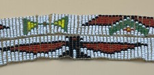VTG Native American Indian Beaded Headband /Belt "HOH" Thunderbird Red Black
