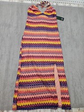 Wild Fable Women's Crochet Slip Halter Lace Cover Up Dress Medium Pink