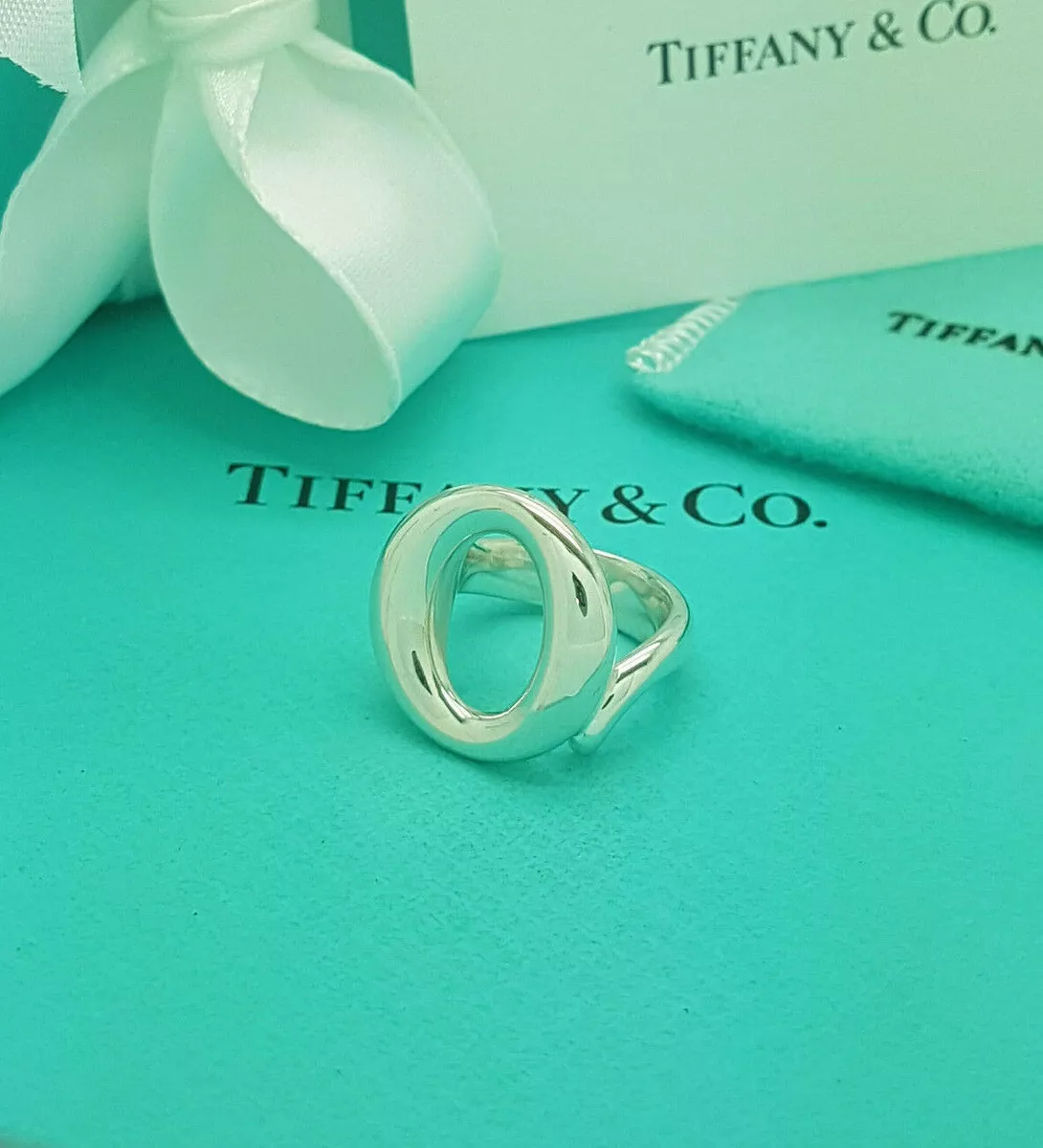 Tiffany Co. Silver Elsa Peretti Sevillana Ring I UK 4.25US 47