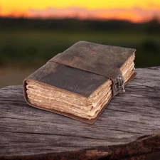 Vintage leather Journal - Blank Spell Book of Shadows.