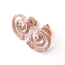 Brush Finish Matte 925 Sterling Silver Rose gold Plating Stud Post Earring-PE09