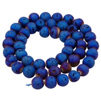 Rockcloud Lava Rock Stone Loose Beads Round 13mm Strand Deep Blue Titanium Reiki Rockcloud Lava Rock Stone Loose Beads Round 13mm Strand Deep Blue Titanium Reiki