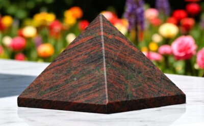 Large Red Unakite Crystal Pyramid Handmade Crystal Home Office Decorative